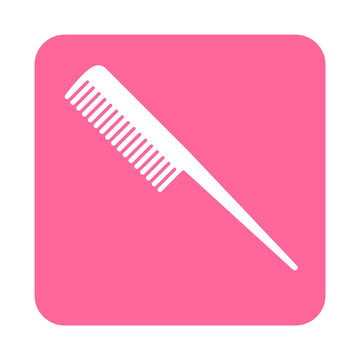 Icono plano peine con pincho en cuadrado rosa