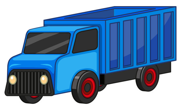 Blue truck on white background