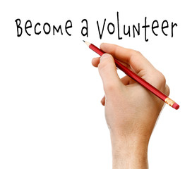 Male hand with pencil isolated on white