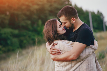 young family with a child have fun outdoors