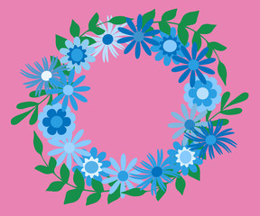 Wreath vector illustration made of flowers and herbs