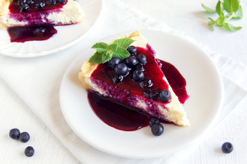 Cheesecake with blueberries