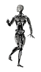 3D Rendering Male Cyborg on White