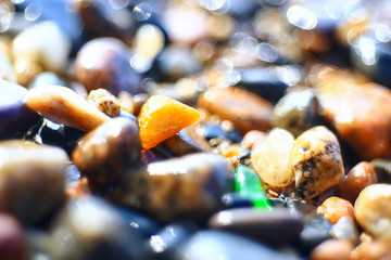 Pebble texture on the river bank