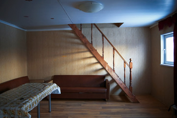 Wooden staircase in the house