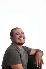 Fototapeta premium Portrait of a latin man on white background