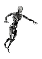 3D Rendering Male Cyborg on White