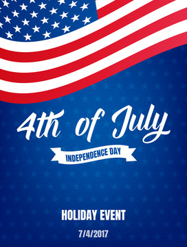 4th of July. USA Independence Day poster. Fourth of July holiday event banner