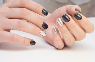 Hands with beautiful manicure. Natural nails with gel polish