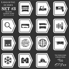 A set of icons on the theme of logistics and transport.