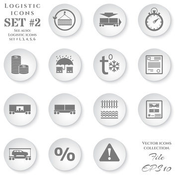 A set of icons on the theme of logistics and transport.
