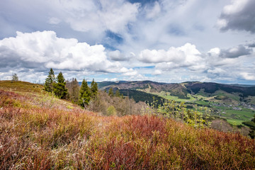 Obraz premium Blick vom Blößling über Bernau in Richtung Feldberg