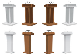 Vector Podium Tribune Rostrum Stand with Microphones