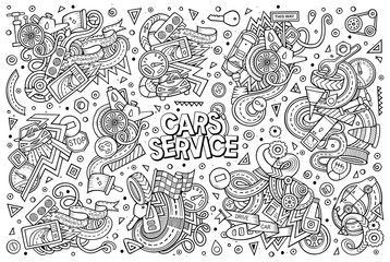 Vector cartoon set of Automobile objects