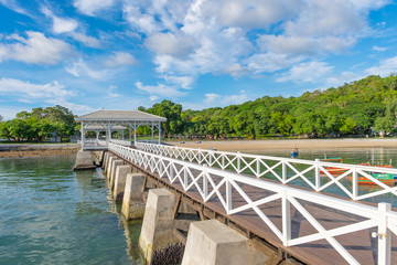 Fototapeta na wymiar Asdang white sea bridge at Sichang island, Pattaya, Chonburi, Thaland