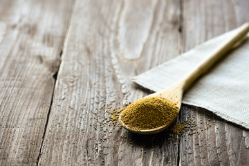 Wooden spoon with amaranth seeds