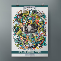 Cartoon hand drawn doodles Medical poster template