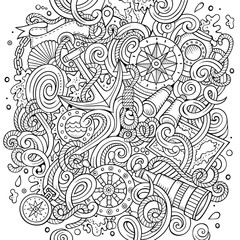 Cartoon cute doodles hand drawn nautical illustration
