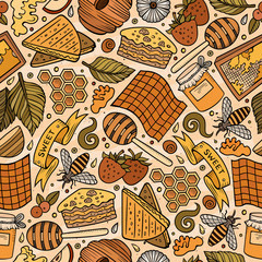 Cartoon cute Honey seamless pattern