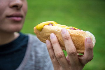 Eating a Hot Dog  - 158123362