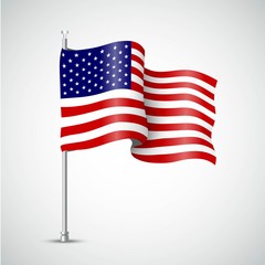 Waving Flag of the USA. Vector illustration