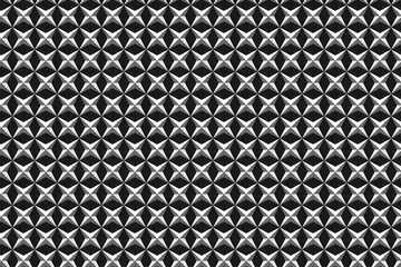 Geometric pattern relief stars grey, black background.
