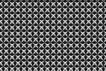 Geometric pattern relief stars grey, black background.