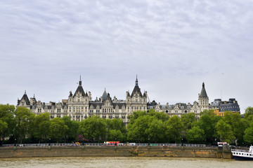 The Paddles Steamer, Tattershall Castle, in front of Whitehall Court on the Thames Embankment, London,