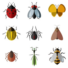insects flat icon set
