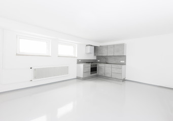 Leeres Zimmer mit Küche