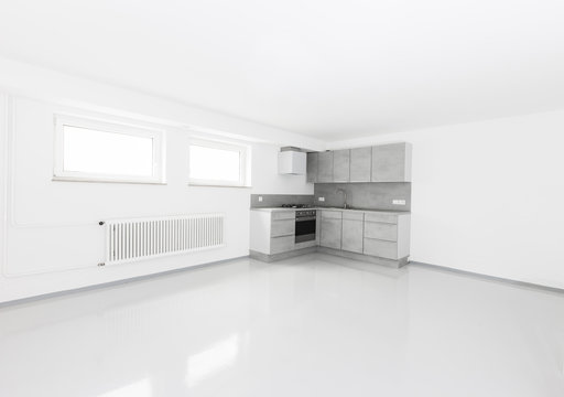 Leeres Zimmer mit K&uuml;che