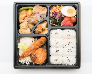 japanese cuisine. lunch box set on the background