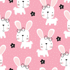 seamless bunny rabbit pattern vector illustration