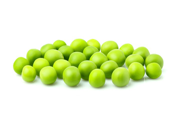 Fresh green peas isolated closeup.