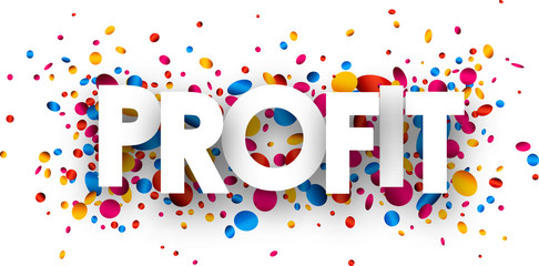 Fototapeta premium Profit paper card with confetti.