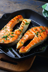 Grilled Salmon on a grill pan