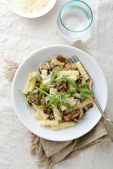 Italian Pasta with mushrooms, arugula and parmesan