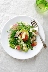 Green Avocado Salad with grape and arugula