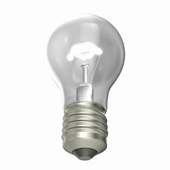 Glowing light bulb isolated on white. 3D illustration