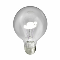 Glowing light bulb isolated on white. 3D illustration