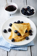 Pancakes with fresh blueberries