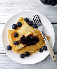 Delicious pancakes with sweet jam