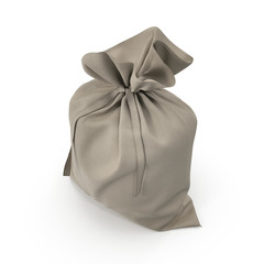 Canvas sack with empty space on white. 3D illustration