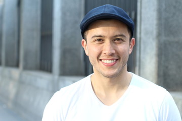 Native American male smiling outdoors