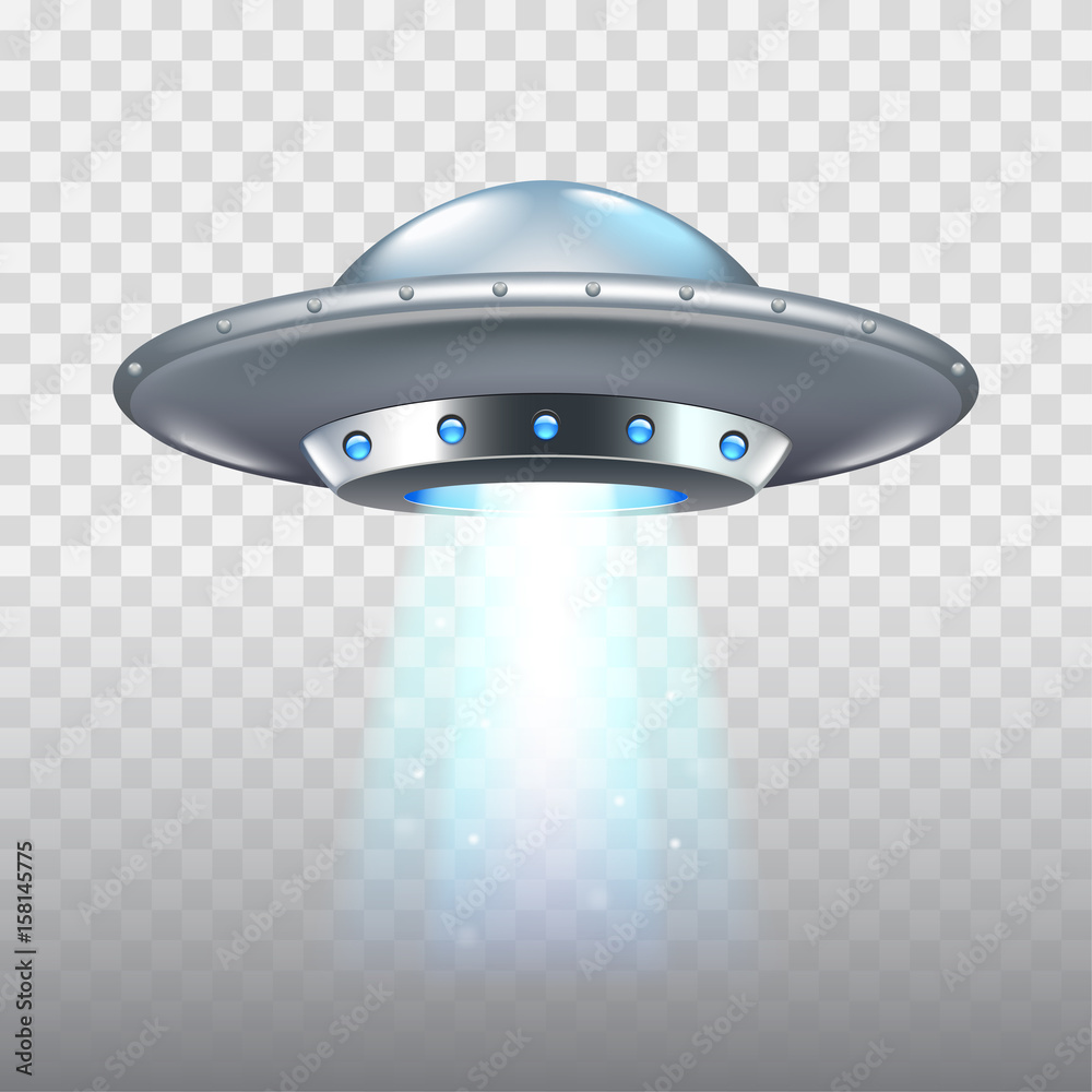 Wall mural ufo flying spaceship isolated on white vector