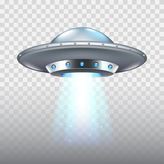 Ufo flying spaceship isolated on white vector