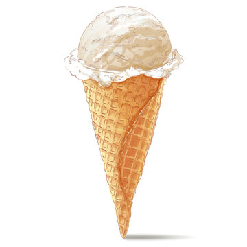 Vector ice cream in waffle cone