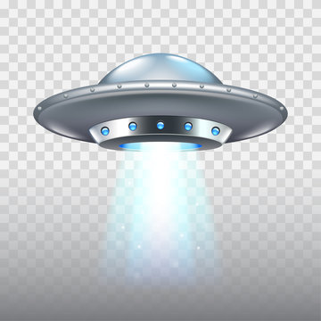Ufo flying spaceship isolated on white vector