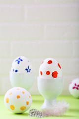 Colored Easter eggs in holder