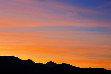 Colorful sunset in the Carpathian mountains